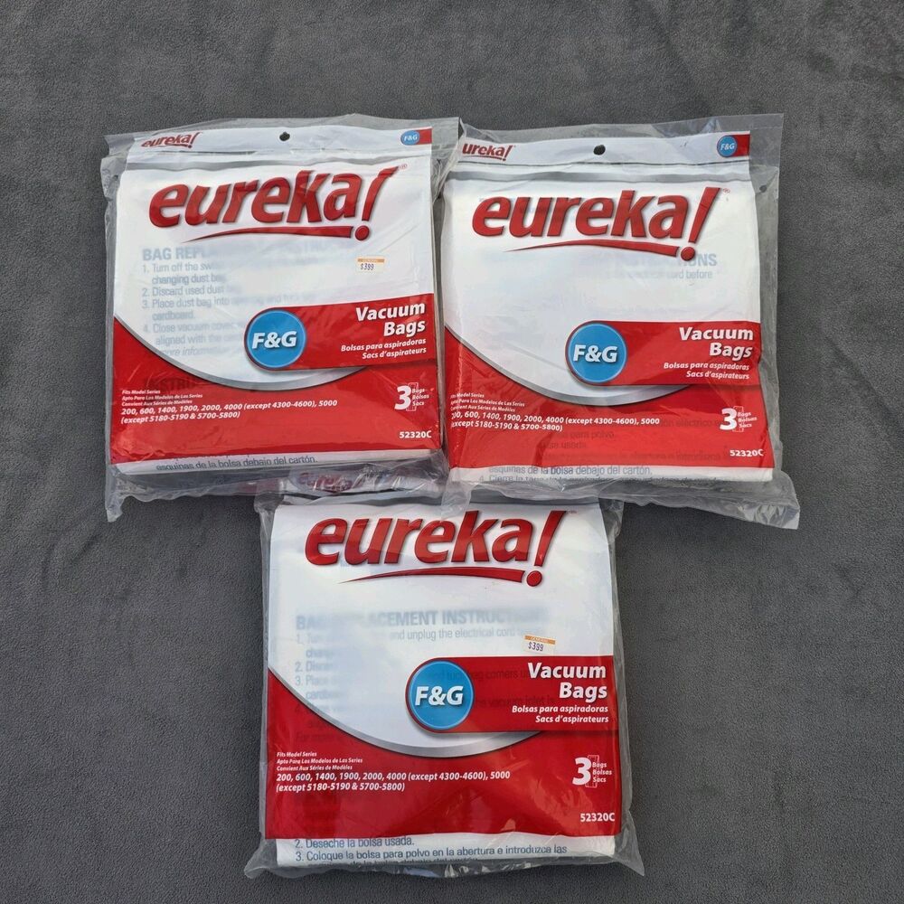 3 New Eureka Vacuum Cleaner Bags Type F&G /3pk Bags (9 Bags Total) #52320C